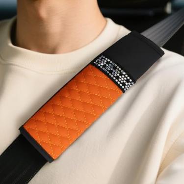 Imagem de wuyaoyao 2 peças de capa de cinto de segurança de carro brilhante, capas de cinto de segurança de couro respirável para carros, capas de alça de ombro de cinto de segurança macias e confortáveis