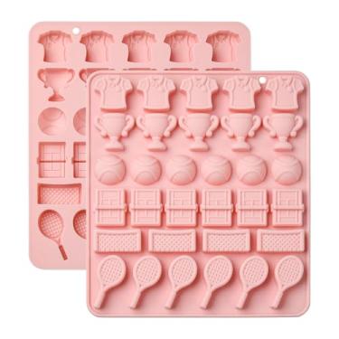 Imagem de UR URLIFEHALL 2 moldes de silicone para tênis, raquete de tênis, roupas esportivas, moldes de bola para chocolate, biscoitos, doces, bolos, decoração de gelatina