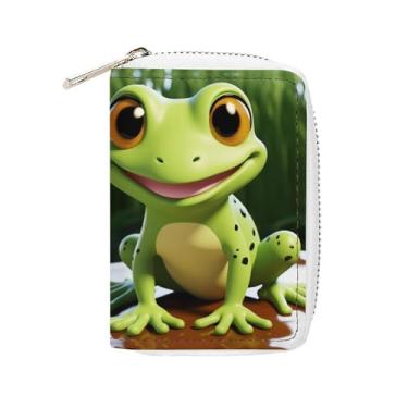 Imagem de NTVOWPZO Carteira masculina com suporte de cartão de crédito macio para cartão de visita, capa de sapo fofa com zíper