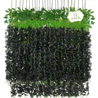 Imagem de Siyaluens Flores falsas para pendurar glicínias (12 peças, preto)