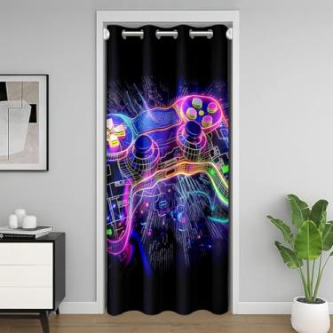Imagem de meiyoeat Cortina de porta gamer para privacidade de entrada, 106 x 203 cm, 1 painel para console de jogos, capa de armário para crianças, meninas, adolescentes, controle de jogos, divisória de quarto
