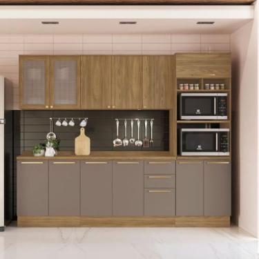 Imagem de Cozinha Compacta 270cm 5 Peças 12 portas 3 Gavetas com Tampo Botanic K