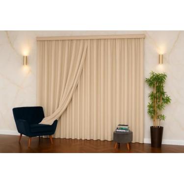 Imagem de Cortina Trilho Suíço Voil De Linho Forro Blackout 4,00x2,80