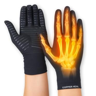 Imagem de COPPER HEAL Artrite Compressão Luvas Full Hand - Luvas De Cobre - Artrite Reumatóide, Túnel Carpal, LER Osteoartrite e Tendinite Dedos de mão inteira