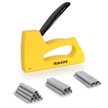 Imagem de YEAHOME Pistola de grampear leve, pistola de grampo de estofamento com 2000 peças JT 21 grampos 1/4, 5/16, 3/20.3 cm, grampeador de tecido para madeira, artesanato, bricolage, decoração