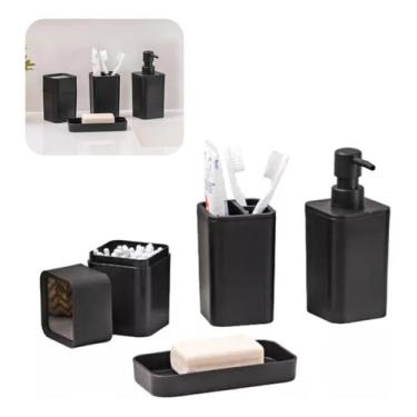 Imagem de Kit Banheiro Lavabo - Conjunto Porta Sabonete Líquido Escova 4 Peças S