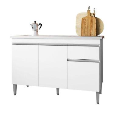 Imagem de Balcão De Pia Tatiane 120 Cm Branco Brilho - Ajl