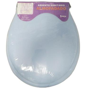 Imagem de Assento Almofadado Oval Azul Tampa Para Vaso Todas As Marcas