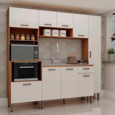 Imagem de Armário De Cozinha Completo Genialflex Essência Freijo White Laca