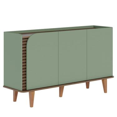 Imagem de Balcão Aparador Buffet 3 Portas 136 cm Jurere Hortela Amendoa Colibri