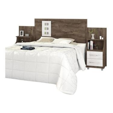 Imagem de Cabeceira Casal Flórida Regulável  - Castanho/off White - VitaMov, Cas