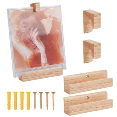 Imagem de PH PandaHall 2 conjuntos de prateleira de disco de vinil de madeira, suporte para exibição de discos, suporte de exibição de álbum, prateleira de vinil, prateleiras flutuantes de madeira para