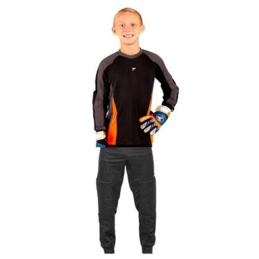 Imagem de Kit de goleiro infantil poker (camisa + calça), Preto, 12 ANOS ( G )