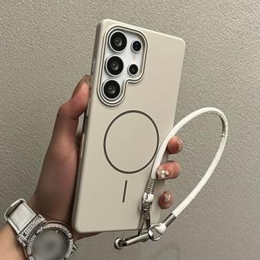 Imagem de Capa com alça de pulso para Samsung S25 Ultra, capa fina fosca de PC com carregamento magnético para Galaxy S25 Plus S23 S24 Ultra, A5, para Samsung S24 Ultra