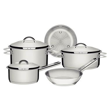Imagem de Jogo de Panelas Tramontina Solar em Aço Inox com Fundo Triplo e Tampas de Inox 5 Peças 65510780