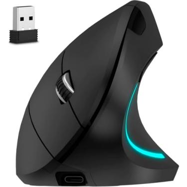 Imagem de Mouse Vertical Sem Fio Ergonômico Wireless Bluetooth com Receptor USB – Design Antifadiga, Ajuste de DPI, Compatível com Notebook, PC e Laptop Ideal para Trabalho e Jogos.