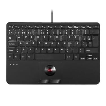 Imagem de Perixx PERIBOARD-526 ES, Mini teclado USB com cabo e trackball - Teclas de tijera tipo X - 28 x 18 x 2,8 cm - 2 concentradores USB integrados - Español
