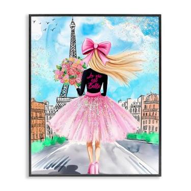 Imagem de Stupell Industries Fashionista parisiense e bouquet preto emoldurado giclée design de arte por Jess Stempel, 35,5 x 28,5 cm