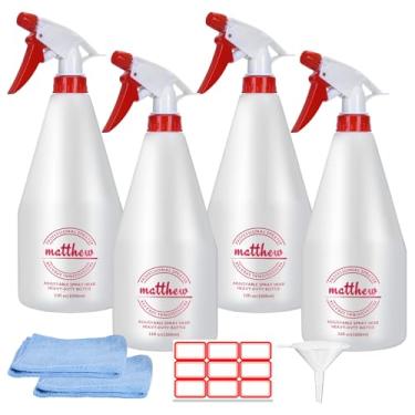 Imagem de Matthew Cleaning, frascos de spray de plástico de 947 ml, frascos de spray profissionais resistentes a produtos químicos, produtos de limpeza, alvejante, seguro para solventes, bocal ajustável e