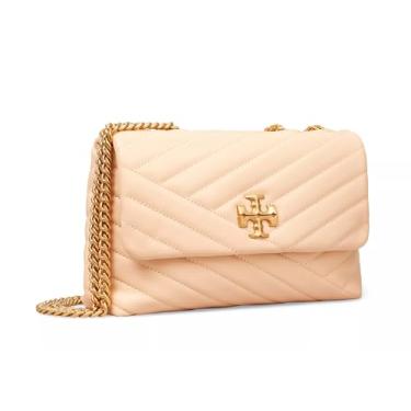 Imagem de Tory Burch Bolsa de ombro feminina pequena Kira Chevron conversível, Damasco