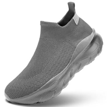 Imagem de Tênis de caminhada masculino, para corrida, atlético, esportivo, sem cadarço, leve, respirável, para academia, sola macia, Z37 preto, 39