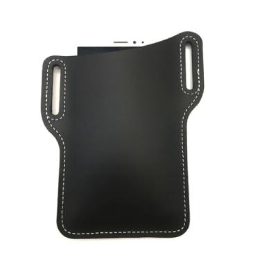 Imagem de Pochete de couro retrô Crazy Horse, masculina, com fecho de cinto, impermeável, para esportes ao ar livre, Preto, Lazer