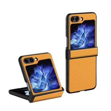 Imagem de Capa de couro PU padrão com proteção de dobradiça para Samsung Galaxy Z Flip 5 4 3 Flip5 Flip4 Flip3 5G Phone Case, amarelo, para Galaxy Z Flip 3