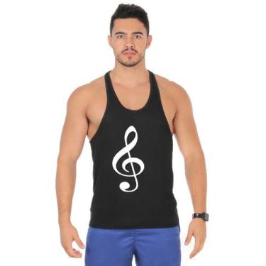 Imagem de Camiseta Regata Cavada Masculina Academia Treino Estampa Musico Clave 