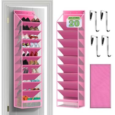 Imagem de Cotohim 10 organizadores e rack de sapatos para pendurar na porta, feito de Oxford 600D resistente + tecido não tecido, armazenamento para sapatos, botas e muito mais (rosa)