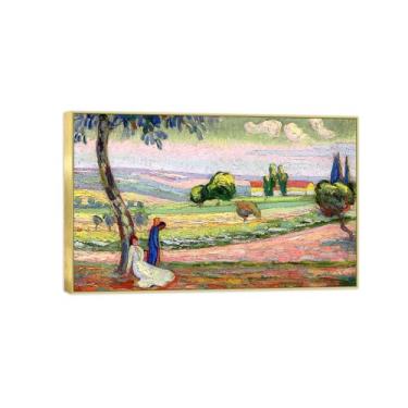 Imagem de Impressão em tela pintura famosa arte de parede figura-figuras sob a árvore pôster moldura dourada para sala de estar banheiro decoração de casa 20x30cm8x12in