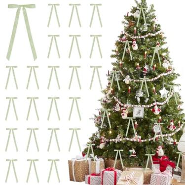 Imagem de 24 peças de laços de fita de cetim 5,9 x 12,5 polegadas enfeite de arco de árvore de Natal pré-amarrado para embrulho de presente, guirlanda, lareira, escada, sacos de petiscos, decorações de casa de