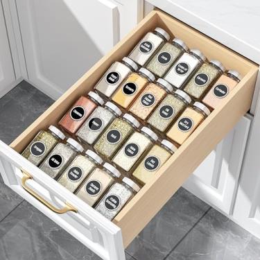 Imagem de Organizador de gaveta de especiarias de acrílico transparente, 4 camadas - 1 conjunto de inserção de potes de tempero, bandeja de temperos de cozinha para gaveta/bancada (frascos não incluídos)