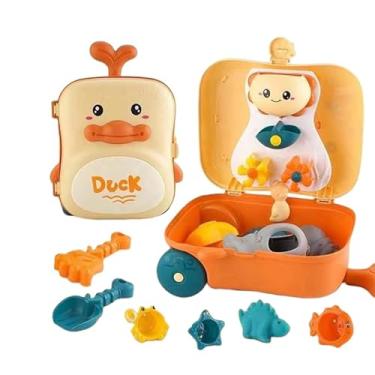 Imagem de Kit de Praia Mala Baleia, Brinquedo de Areia, Brinquedo Maleta Infantil com Rodinhas e Acessórios para Areia - Praia e Verão (Pato)