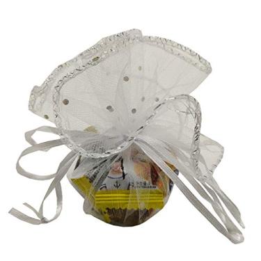 Imagem de Ankirol 20 pçs Bolsa de lembrança de organza transparente com cordão redondo Bolsa de joias Organza Doce 26 cm/10,2 pol. Diâmetro Natal festa de casamento Favor embalagem de presente, Branco, 3.5x4.5