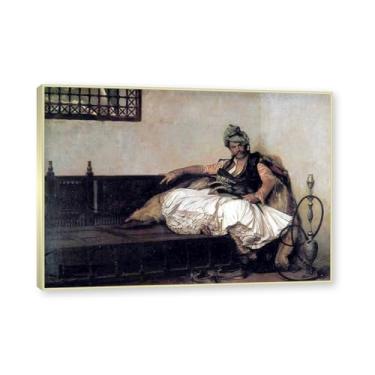 Imagem de NHLDZYH Moldura de champanhe. Famosas pinturas a óleo, (sem título 02) de Jean Leon Gerome, reprodução impressa em tela, arte de cenário para decoração de sala de estar. 50 x 70 cm - 19,6 x 27,5 pol
