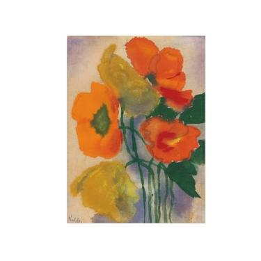 Imagem de Flores Pintura em tela Famosa Pintura Reprodução-Quadros para sala de estar-Flor vermelha e amarela-Pôster e impressões 50x70cm Sem Moldura