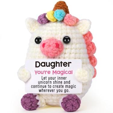 Imagem de LEJIAJINW Daughter Gifts for Christmas - Mini Handmade Crochet Unicorn Birthday Gift for Daughter Graduation Uplifting Cheer Up Inspirational Encouragement Presents from Mom or Dad