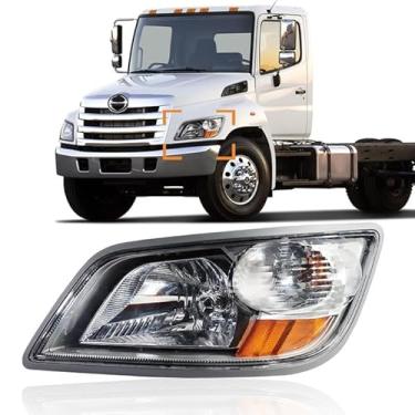 Imagem de Farol adequado para 2011+ Hino 238 258 268 338 caminhão motorista esquerdo e lado direito do passageiro par cinza alojamento farol (cinza, esquerda)