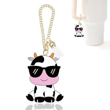 Imagem de Ldntly Acessórios de copo Stanley de vaca, pingentes Stanley para alça, pingentes de garrafa de água, porta-chaves, presentes de vaca para mulheres, mãe dela, irmã, amiga, aniversário, decoração de