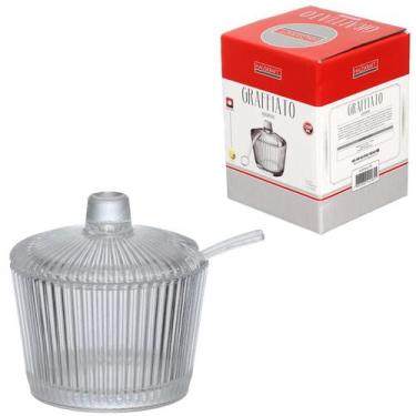 Imagem de Açucareiro Graffiato Em Vidro com Colher De Mesa 200ml Hauskraft