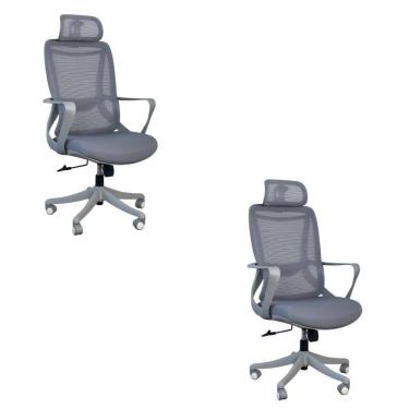 Imagem de Kit 2 Cadeiras De Escritório Presidente Ergonômica Oficial Corporativa Milão Apoio Nuca