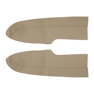 Imagem de X AUTOHAUX Par de painéis de couro sintético para porta dianteira de carro capa de apoio de braço bege para Honda Civic 2006-2011 Sedan