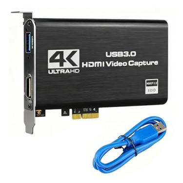 Imagem de Placa Captura Video 4K USB 3.0 Captura Vídeo Áudio Streaming Placa Captura Jogos 4K 1080P 60FPS Gravação Vídeo Streaming Dispositivo Entrada HDMI Consoles Câmeras Nintendo Switch Video Streaming