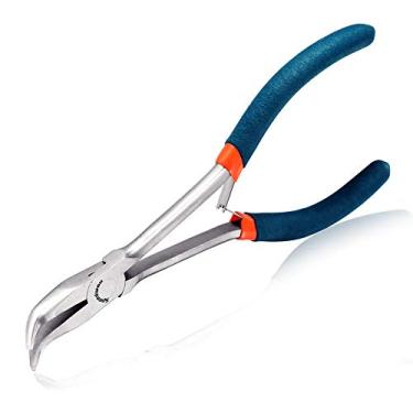 Imagem de Alicate diagonal de longo alcance com cortadores laterais SPEEDWOX Alicate de ponta com agulha longa dobrada Mini Alicate de corte de arame fino, Verde, Bent Nose Pliers, 1