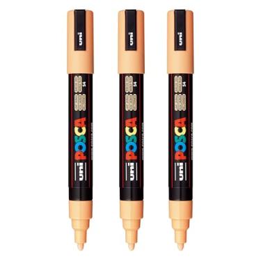 Imagem de posca Marcadores de tinta à base de água PC-5M, ponta média reversível (1,8-2,5 mm), laranja claro, 3 unidades