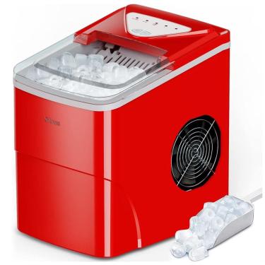 Imagem de Máquina de Gelo Automática, Aço Inoxidável com Painel de Controle, 160W, 110v, SILONN SLIM01R, Vermelho
