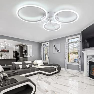 Imagem de Ventilador de teto silencioso com função de inverno e verão com luz e controle remoto Quarto Ventilador de teto regulável de 6 velocidades com temporizador-B || 78 CM