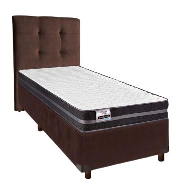 Imagem de Cama + Box Marrom E Colchão Molas Ultralastic Solteiro - Bogota Inducol + Cabeceira