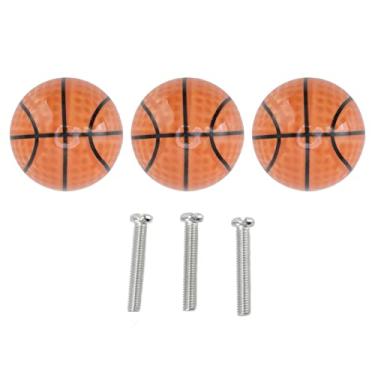Imagem de Maçanetas de armário de basquete Maçanetas de gaveta de basquete Maçaneta de porta de basquete Decoração temática esportiva para quarto infantil Man Cave Liga de zinco cerâmica