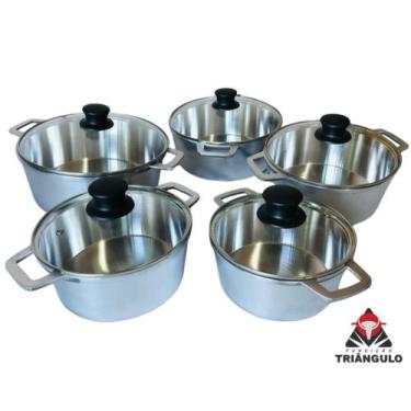 Imagem de Conjunto de Panelas Alumínio Fundido Nº 16 a 24 Polida Tampa de Vidro 